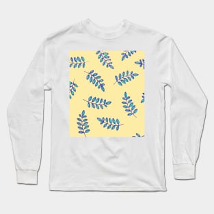 Leaf Prints in blue-violet, teal, pale yellow Long Sleeve T-Shirt